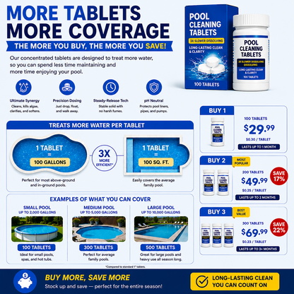 🏊‍♂️ Pool Cleaning Tablets for Crystal Clear Water – Drop, Dissolve, Dive In! 🌊✨